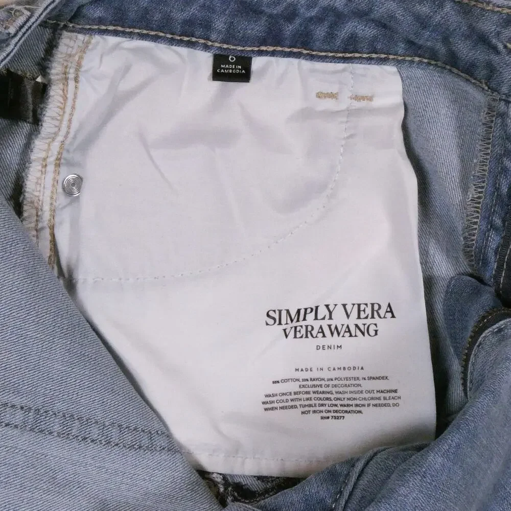 Simply Vera Wang Embroidered Jeans Light Wash Cropped Pants - Picture 10 of 10